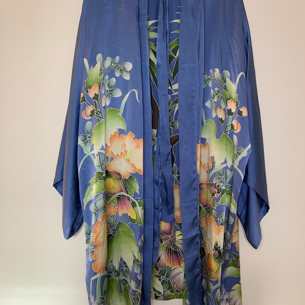 Short Silk Kimono, hand-painted from Thailand